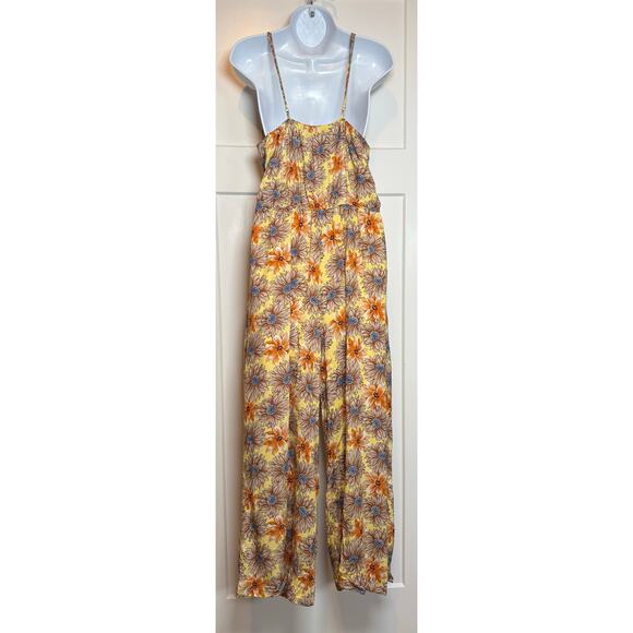Hayden Los Angeles Jumpsuit Floral Yellow Blue Orange LARGE - Picture 2 of 12